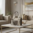 Women's Canvas and Leather Tote Hand Bag