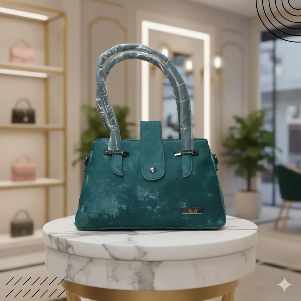 [0041] Product Name: Velvet Teal Classic Tote – N.H Elegant Series