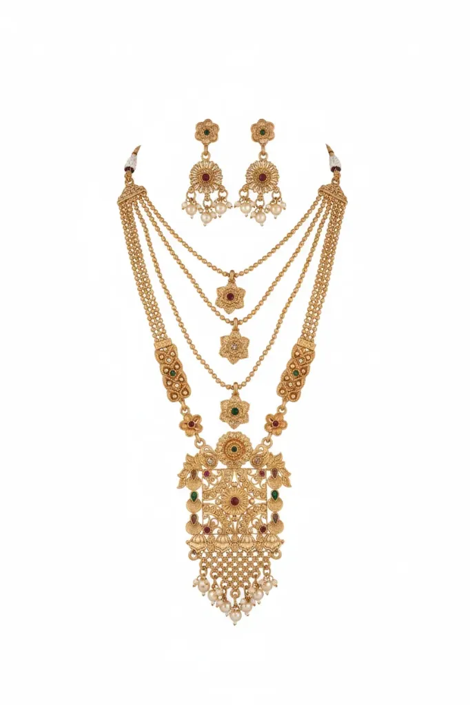 [n1] Traditional Gold-Plated Long Rani Haar Necklace 