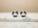 Oxidised Silver Lavender Flower Wreath Stud Earrings