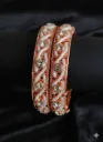  Rose Gold Plated White Beaded Stone Work Bangles