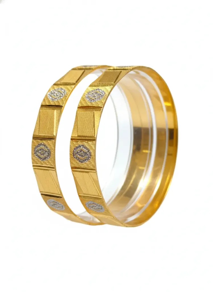 [B6] Matte Gold Plated Geometric Bangles