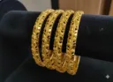  Gold Plated Textured Cutwork Bangles Set