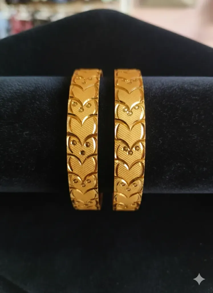 [B16] Gold Plated Floral Pattern Bangles for Women & Girls, Daily & Festive Wear
