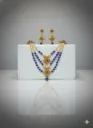    Gold Plated Blue Beads & Pearl Multi Layer Necklace for Women & Girls, 