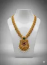  Traditional Temple Gold Plated Necklace for Women with Kundan Stones & Big Pendant, Bridal & Festive Jeweler