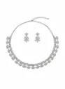 Silver Plated American Diamond Necklace Set for Women with Matching Earrings, Party & Bridal jewellery 