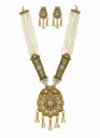 Antique Gold Plated Long Pearl Mala with Heavy Pendant & Pearl Tassels for Women & Girls