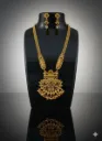 Antique Gold Plated Heavy Pendant Necklace Set with Earrings for Women & Girls, Bridal Temple Jewellery