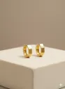 Minimal gold-plated hexagon huggie hoop earrings