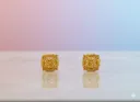  Gold Look Finely Detailed Square Stud Earrings