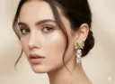  Gold Bow & Crystal Stud Earrings for Women & Girls