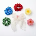 Rainbow Scrunchies & Butterfly Bow Hair Accessory Set for Girls & Women (Pack of 6 – Red, Blue, Green, Yellow, Pink & White)