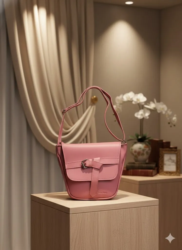 [H71] Women's Dusty Pink La Glory Sling Bag with Front Belt Flap Design (pink)