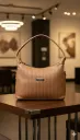 Women's Tan S Cherry Textured Shoulder Handbag with Single Strap