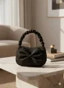 Luxury Black Satin Bow Handbag for Women