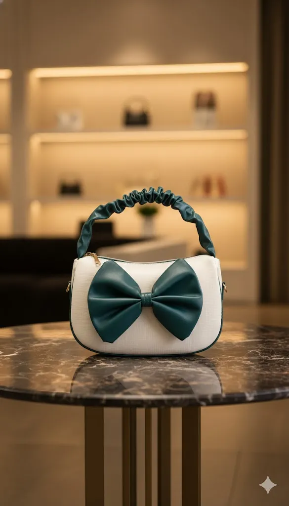 [H95] LUXURIA Women’s Vegan Leather Bow-Accent Handbag |