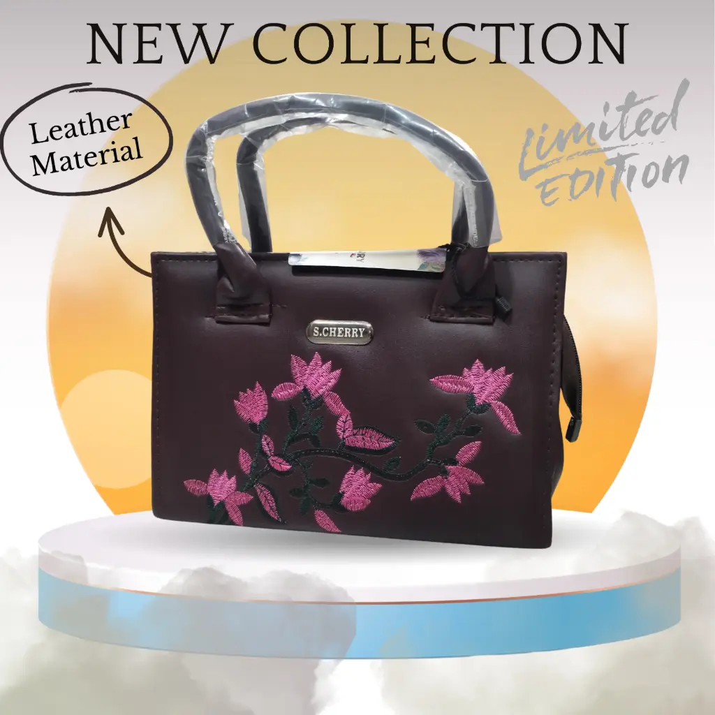 [001] Rose Blush Embroidery Tote – Limited Edition Bloom Series Sling Bag (Dark Brown)